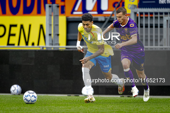 RKC player Richonell Margaret and Go Ahead Eagles player Pim Saathof participate in the friendly match between RKC and Go Ahead Eagles at th...