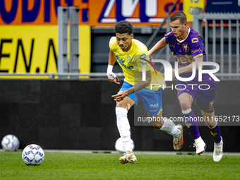 RKC player Richonell Margaret and Go Ahead Eagles player Pim Saathof participate in the friendly match between RKC and Go Ahead Eagles at th...