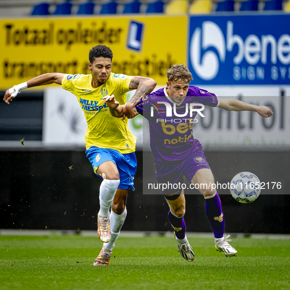 RKC player Richonell Margaret and Go Ahead Eagles player Pim Saathof participate in the friendly match between RKC and Go Ahead Eagles at th...