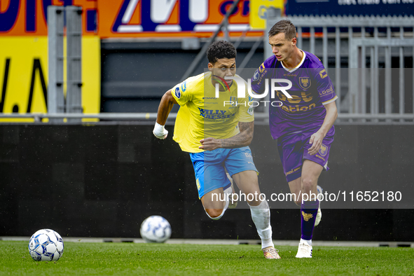 RKC player Richonell Margaret and Go Ahead Eagles player Pim Saathof participate in the friendly match between RKC and Go Ahead Eagles at th...