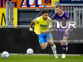 RKC player Richonell Margaret and Go Ahead Eagles player Pim Saathof participate in the friendly match between RKC and Go Ahead Eagles at th...