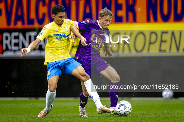 RKC player Richonell Margaret and Go Ahead Eagles player Pim Saathof participate in the friendly match between RKC and Go Ahead Eagles at th...