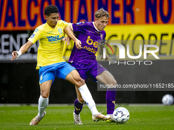 RKC player Richonell Margaret and Go Ahead Eagles player Pim Saathof participate in the friendly match between RKC and Go Ahead Eagles at th...