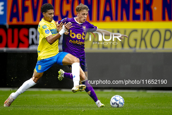 RKC player Richonell Margaret and Go Ahead Eagles player Pim Saathof participate in the friendly match between RKC and Go Ahead Eagles at th...