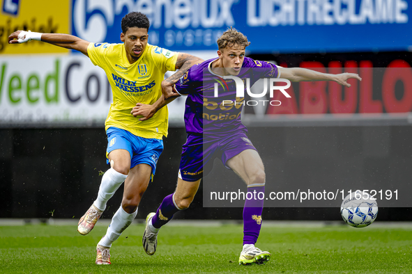 RKC player Richonell Margaret and Go Ahead Eagles player Pim Saathof participate in the friendly match between RKC and Go Ahead Eagles at th...