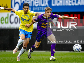 RKC player Richonell Margaret and Go Ahead Eagles player Pim Saathof participate in the friendly match between RKC and Go Ahead Eagles at th...