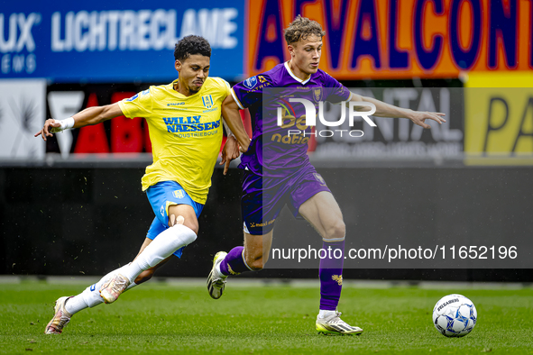 RKC player Richonell Margaret and Go Ahead Eagles player Pim Saathof participate in the friendly match between RKC and Go Ahead Eagles at th...