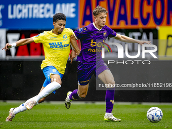 RKC player Richonell Margaret and Go Ahead Eagles player Pim Saathof participate in the friendly match between RKC and Go Ahead Eagles at th...