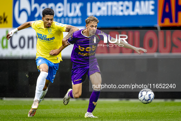 RKC player Richonell Margaret and Go Ahead Eagles player Pim Saathof participate in the friendly match between RKC and Go Ahead Eagles at th...