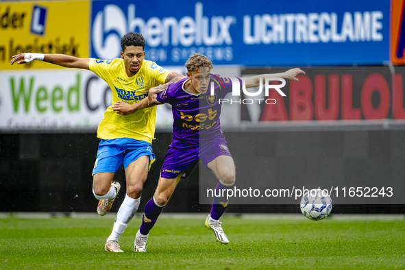 RKC player Richonell Margaret and Go Ahead Eagles player Pim Saathof participate in the friendly match between RKC and Go Ahead Eagles at th...