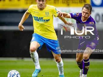 Go Ahead Eagles player Mithis Suray and RKC player Dario van de Buijs participate in the friendly match between RKC and Go Ahead Eagles at t...