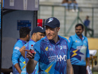 New Zealand's Martin Guptill participates in the Legends League Cricket match between Toyam Hyderabad and Southern Super Stars in Srinagar,...