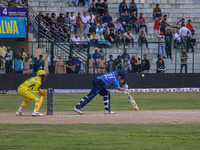 New Zealand's Martin Guptill plays a shot during the Legends League Cricket match between Toyam Hyderabad and Southern Super Stars in Srinag...