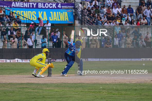 Zimbabwe's Hamilton Masakadza plays a shot during the Legends League Cricket match between Toyam Hyderabad and Southern Super Stars in Srina...