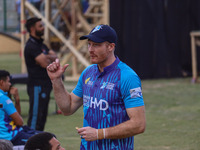 New Zealand's Martin Guptill participates in the Legends League Cricket match between Toyam Hyderabad and Southern Super Stars in Srinagar,...