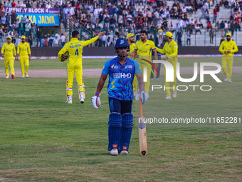 India's Pawan Negi participates in the Legends League Cricket match between Toyam Hyderabad and Southern Super Stars in Srinagar, Jammu and...