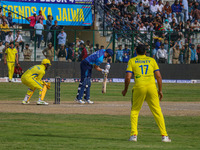 New Zealand's Martin Guptill plays a shot during the Legends League Cricket match between Toyam Hyderabad and Southern Super Stars in Srinag...