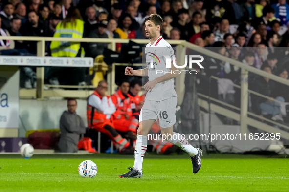 Matteo Gabbia of AC Milan during the Serie A Enilive match between ACF Fiorentina and AC Milan at Stadio Artemio Franchi on October 06, 2024...