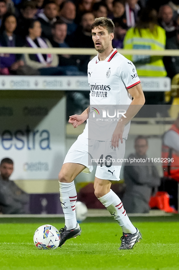 Matteo Gabbia of AC Milan during the Serie A Enilive match between ACF Fiorentina and AC Milan at Stadio Artemio Franchi on October 06, 2024...