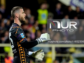 David De Gea of ACF Fiorentina looks on during the Serie A Enilive match between ACF Fiorentina and AC Milan at Stadio Artemio Franchi on Oc...