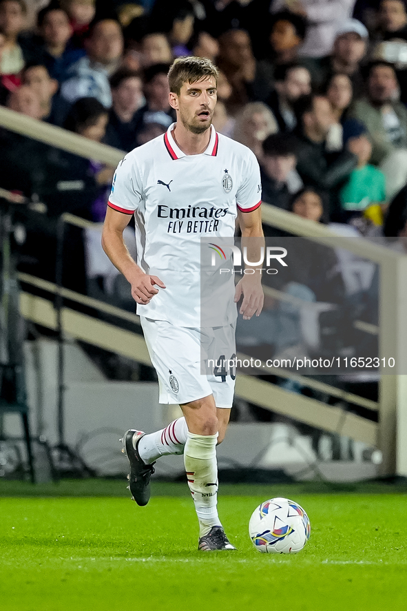 Matteo Gabbia of AC Milan during the Serie A Enilive match between ACF Fiorentina and AC Milan at Stadio Artemio Franchi on October 06, 2024...