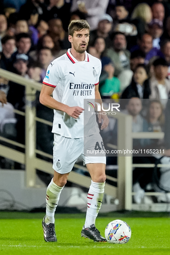 Matteo Gabbia of AC Milan during the Serie A Enilive match between ACF Fiorentina and AC Milan at Stadio Artemio Franchi on October 06, 2024...