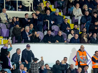 Adiran Mutu former player of ACF Fiorentina in the stands with Rocco Commisso president of ACF Fiorentina during the Serie A Enilive match b...