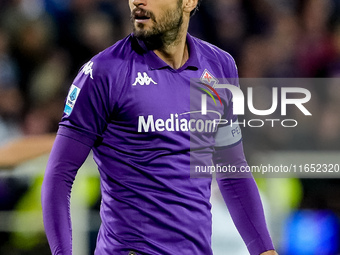 Luca Ranieri of ACF Fiorentina reacts during the Serie A Enilive match between ACF Fiorentina and AC Milan at Stadio Artemio Franchi on Octo...