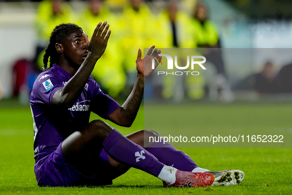 Moise Kean of ACF Fiorentina reacts during the Serie A Enilive match between ACF Fiorentina and AC Milan at Stadio Artemio Franchi on Octobe...