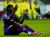 Moise Kean of ACF Fiorentina reacts during the Serie A Enilive match between ACF Fiorentina and AC Milan at Stadio Artemio Franchi on Octobe...