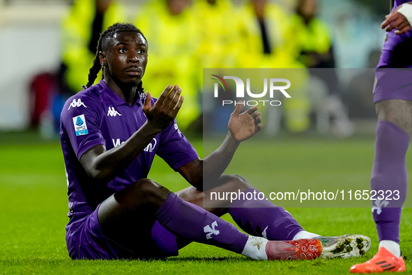 Moise Kean of ACF Fiorentina reacts during the Serie A Enilive match between ACF Fiorentina and AC Milan at Stadio Artemio Franchi on Octobe...