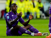 Moise Kean of ACF Fiorentina reacts during the Serie A Enilive match between ACF Fiorentina and AC Milan at Stadio Artemio Franchi on Octobe...