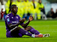 Moise Kean of ACF Fiorentina reacts during the Serie A Enilive match between ACF Fiorentina and AC Milan at Stadio Artemio Franchi on Octobe...