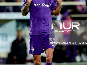 Danilo Cataldi of ACF Fiorentina reacts during the Serie A Enilive match between ACF Fiorentina and AC Milan at Stadio Artemio Franchi on Oc...