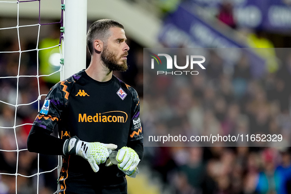 David De Gea of ACF Fiorentina looks on during the Serie A Enilive match between ACF Fiorentina and AC Milan at Stadio Artemio Franchi on Oc...