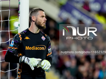 David De Gea of ACF Fiorentina looks on during the Serie A Enilive match between ACF Fiorentina and AC Milan at Stadio Artemio Franchi on Oc...