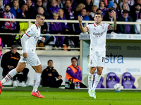 Christian Pulisic of AC Milan celebrates after scoring first goal during the Serie A Enilive match between ACF Fiorentina and AC Milan at St...