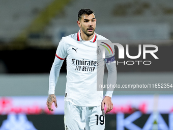 Theo Hernandez of AC Milan looks on during the Serie A Enilive match between ACF Fiorentina and AC Milan at Stadio Artemio Franchi on Octobe...