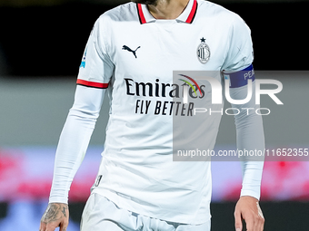 Theo Hernandez of AC Milan looks on during the Serie A Enilive match between ACF Fiorentina and AC Milan at Stadio Artemio Franchi on Octobe...