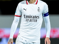 Theo Hernandez of AC Milan looks on during the Serie A Enilive match between ACF Fiorentina and AC Milan at Stadio Artemio Franchi on Octobe...