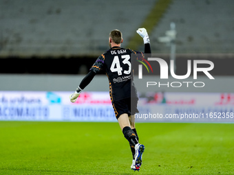 David De Gea of ACF Fiorentina celebrates after Albert Gudmundsson scored second goal during the Serie A Enilive match between ACF Fiorentin...