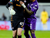 David De Gea of ACF Fiorentina celebrates with Dodo  after Albert Gudmundsson scored second goal during the Serie A Enilive match between AC...