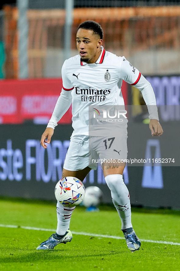 Noah Okafor of AC Milan during the Serie A Enilive match between ACF Fiorentina and AC Milan at Stadio Artemio Franchi on October 06, 2024 i...