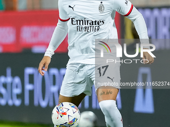 Noah Okafor of AC Milan during the Serie A Enilive match between ACF Fiorentina and AC Milan at Stadio Artemio Franchi on October 06, 2024 i...