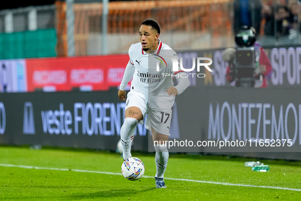 Noah Okafor of AC Milan during the Serie A Enilive match between ACF Fiorentina and AC Milan at Stadio Artemio Franchi on October 06, 2024 i...