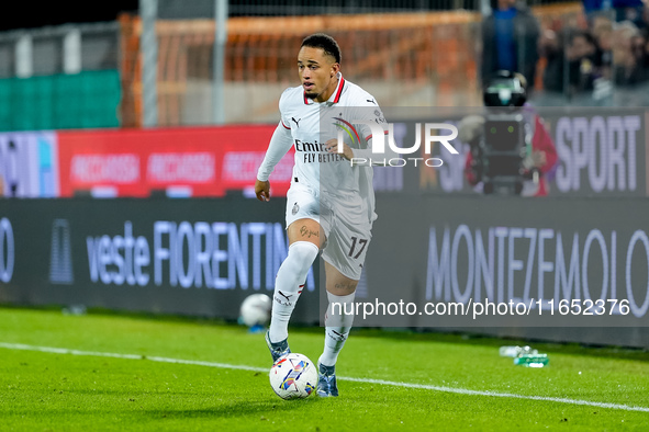 Noah Okafor of AC Milan during the Serie A Enilive match between ACF Fiorentina and AC Milan at Stadio Artemio Franchi on October 06, 2024 i...