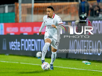 Noah Okafor of AC Milan during the Serie A Enilive match between ACF Fiorentina and AC Milan at Stadio Artemio Franchi on October 06, 2024 i...