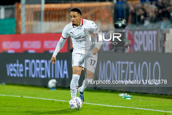 Noah Okafor of AC Milan during the Serie A Enilive match between ACF Fiorentina and AC Milan at Stadio Artemio Franchi on October 06, 2024 i...