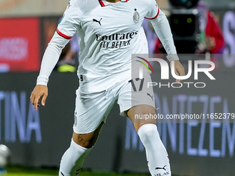 Noah Okafor of AC Milan during the Serie A Enilive match between ACF Fiorentina and AC Milan at Stadio Artemio Franchi on October 06, 2024 i...