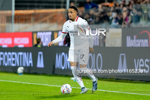 Noah Okafor of AC Milan during the Serie A Enilive match between ACF Fiorentina and AC Milan at Stadio Artemio Franchi on October 06, 2024 i...